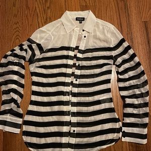 Black and white striped blouse
